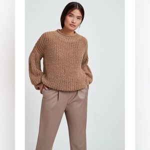 Marcella light brown wool blend knit pullover relaxed fit sweater size S